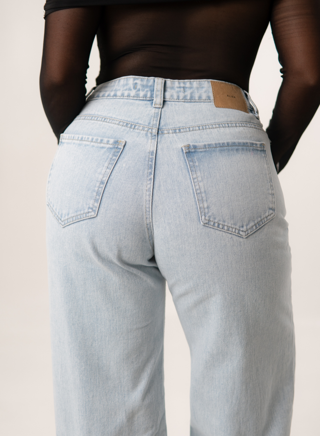 blue Mid Rise Straight Jeans