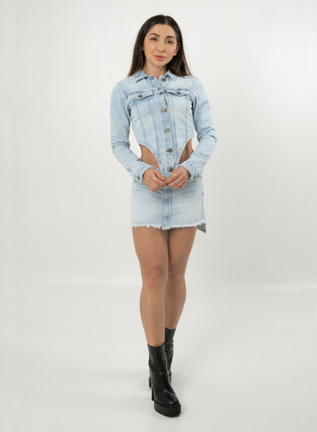 Blue Mini Skirt DENIM ALIEN JEANS SPRING