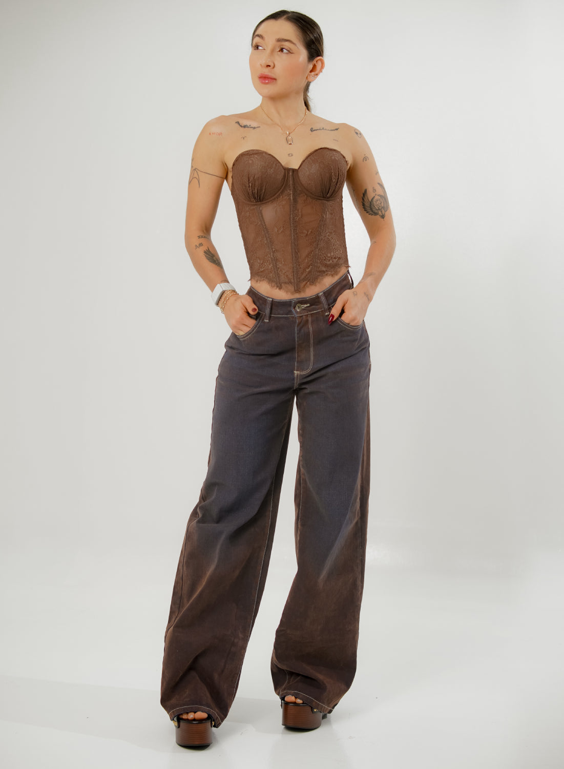 Women's Low Rise Straight Wine Jeans