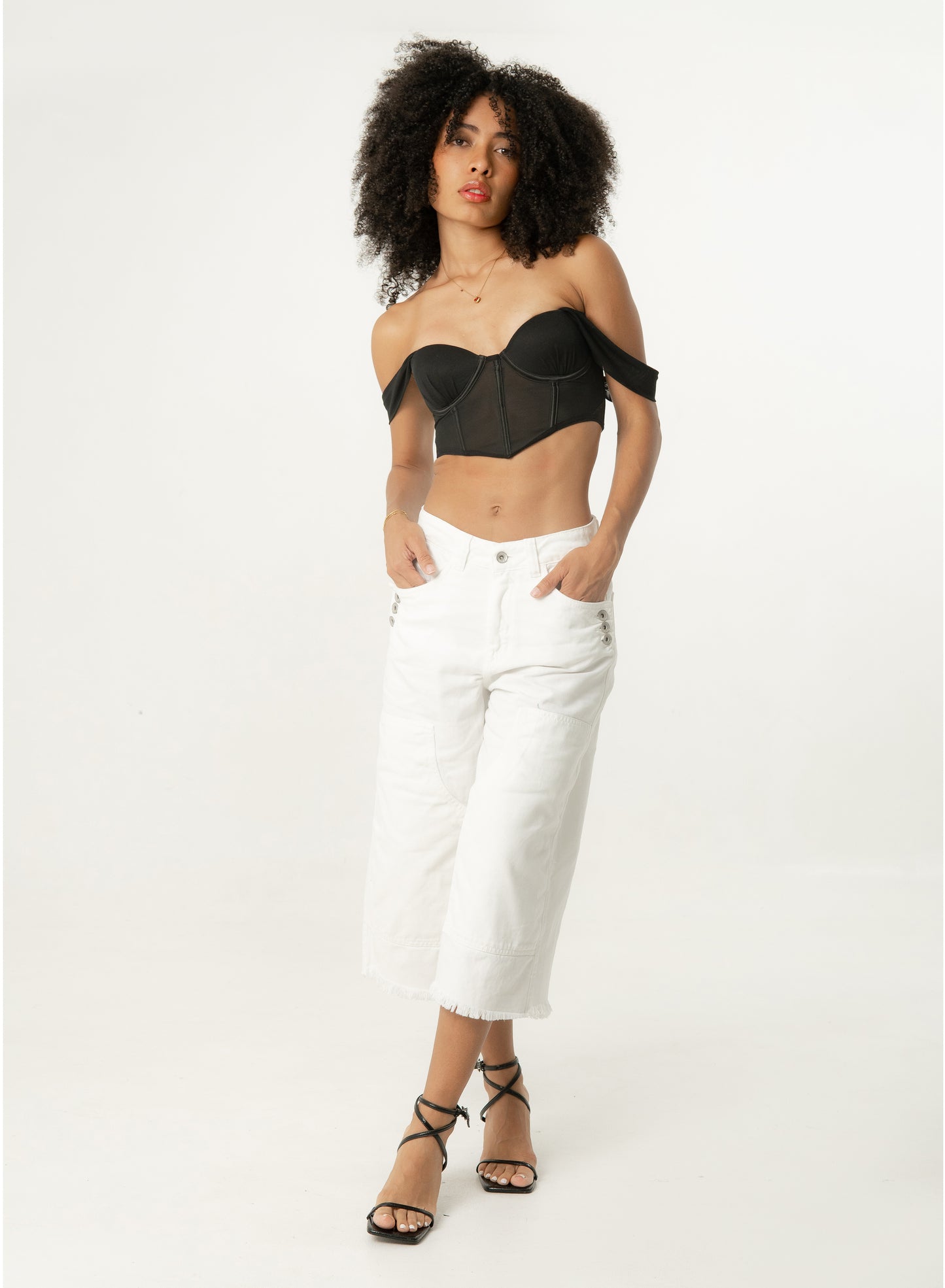 Women's Extra Long Low Rise White Jorts