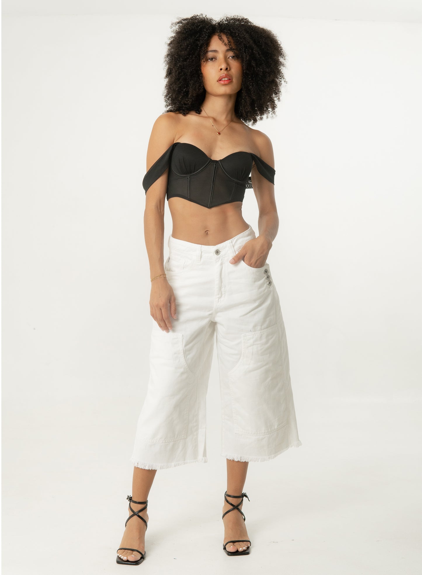 Women's Extra Long Low Rise White Jorts