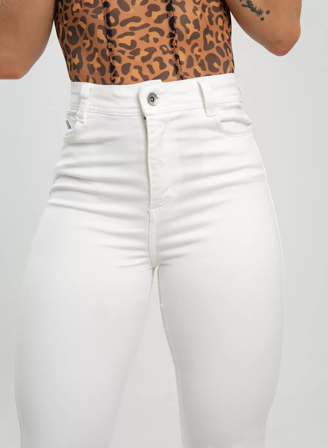 White High Rise Bootcut Jeans