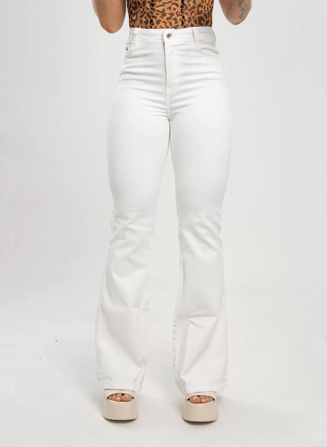 White High Rise Bootcut Jeans