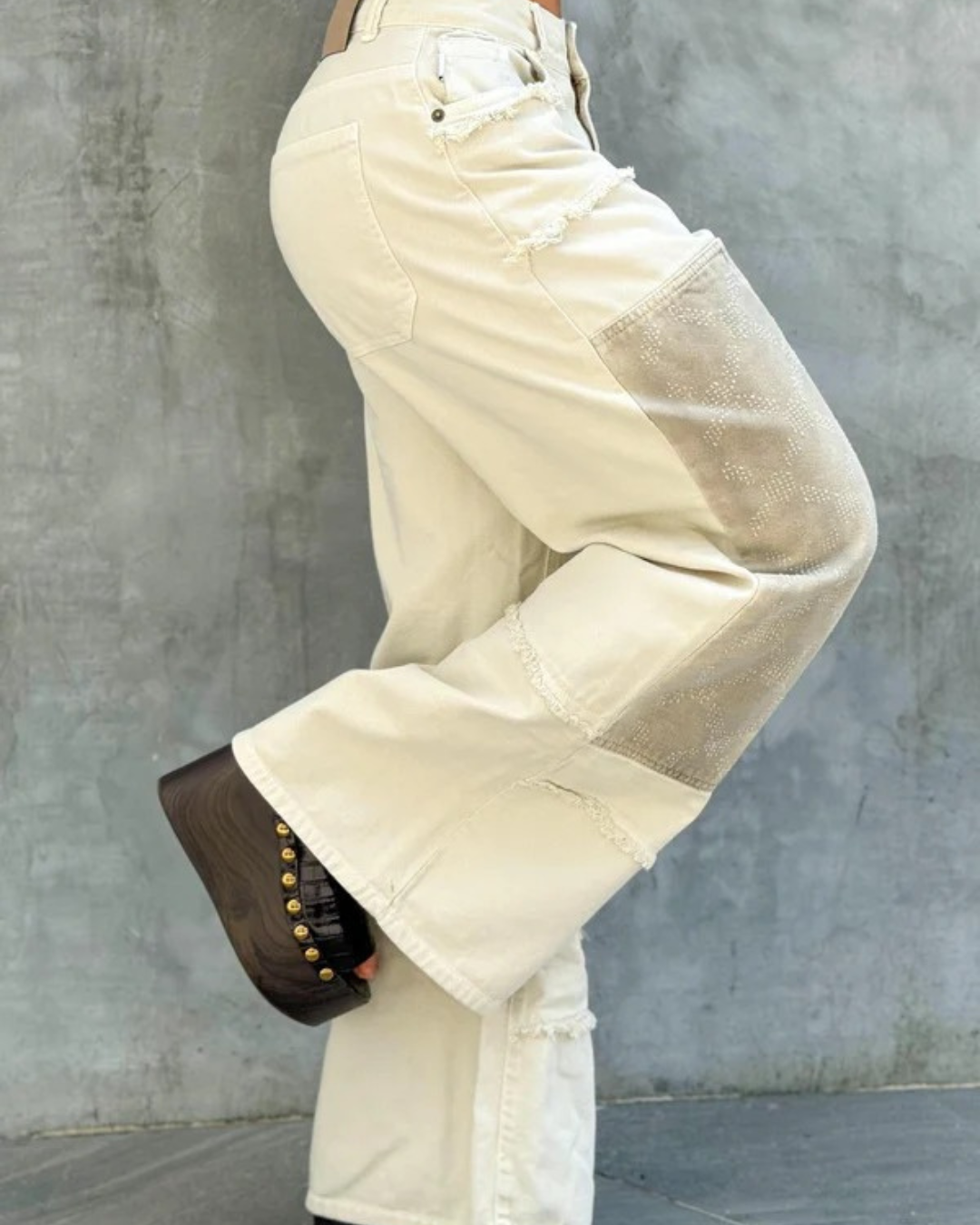 IVORY WIDE LEG ALIEN JEANS