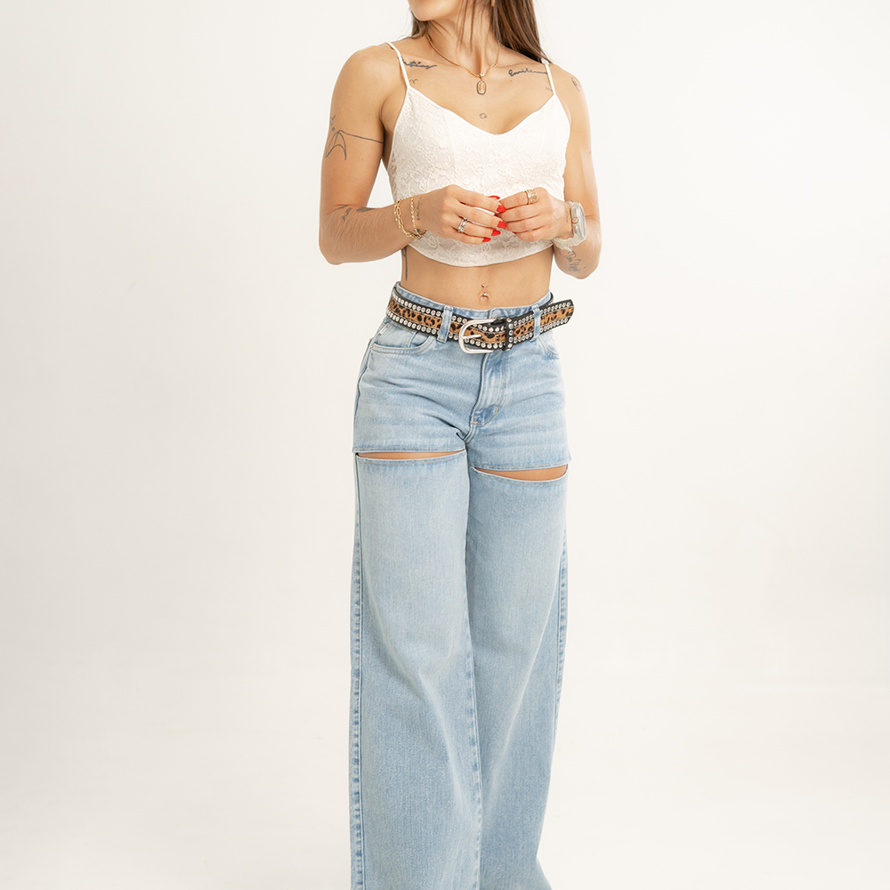 Women's Mid Waist Straight Jeans