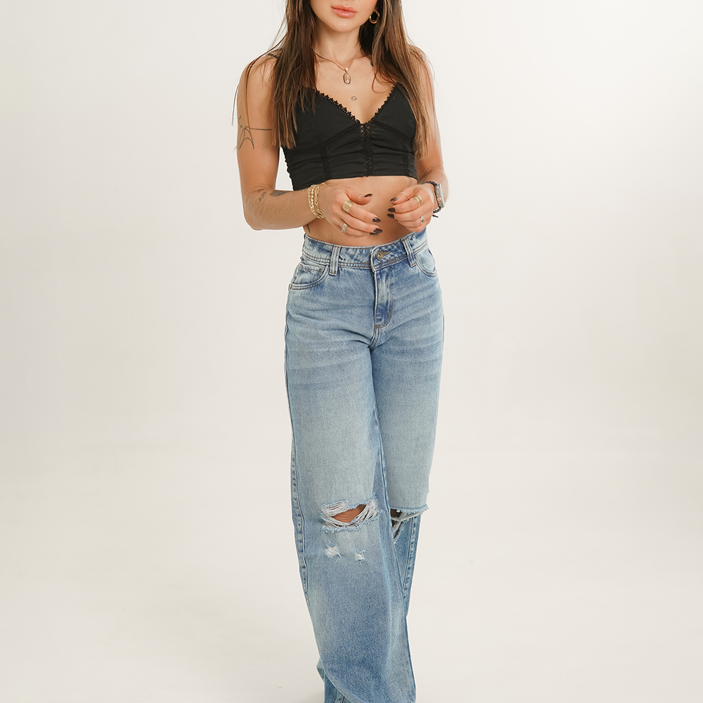 
                      
                         Women's Mid Rise Straight Jeans
                      
                    