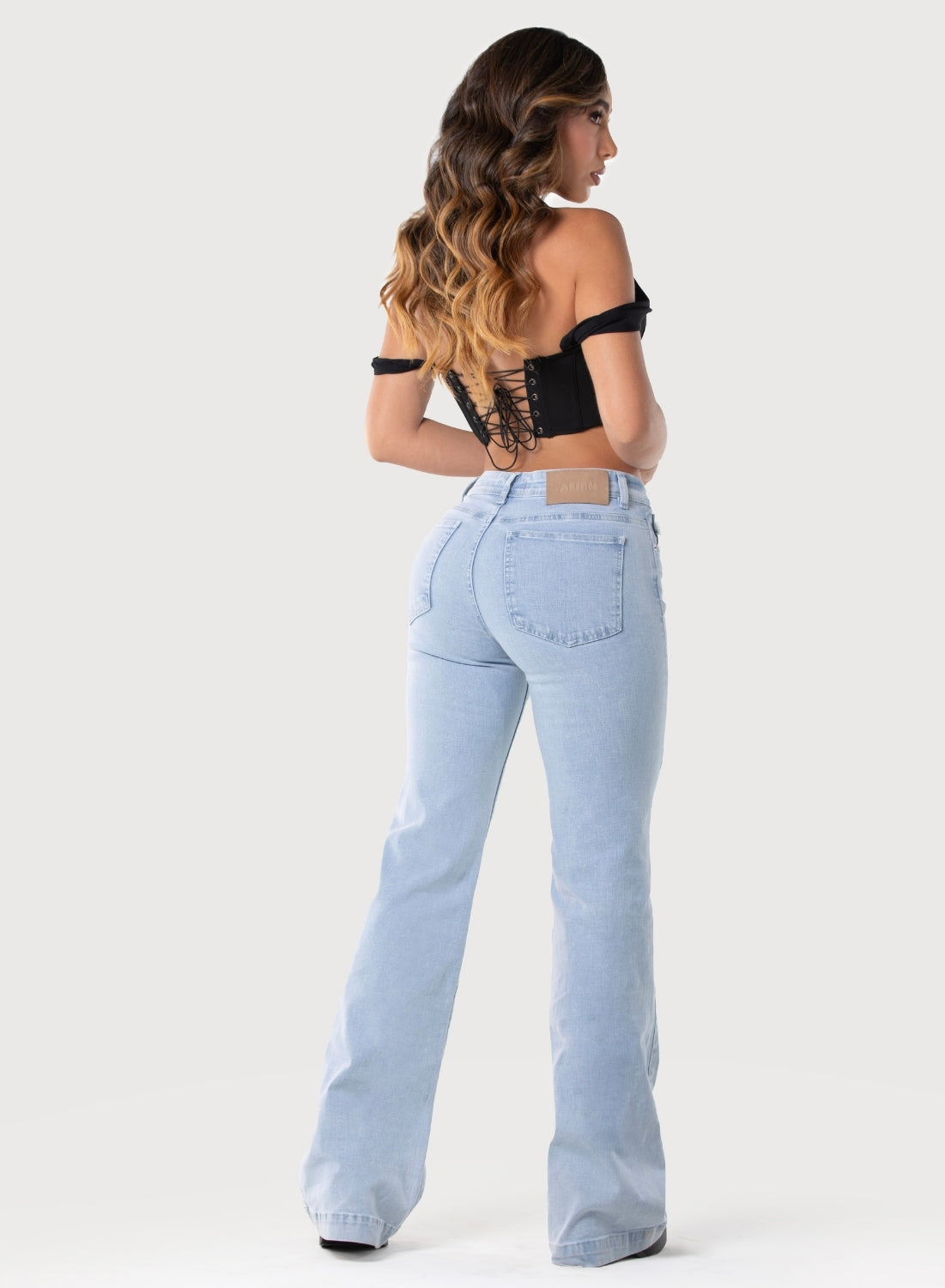 4-button - Women's Mid Rise Bootcut Jeans Light Blue