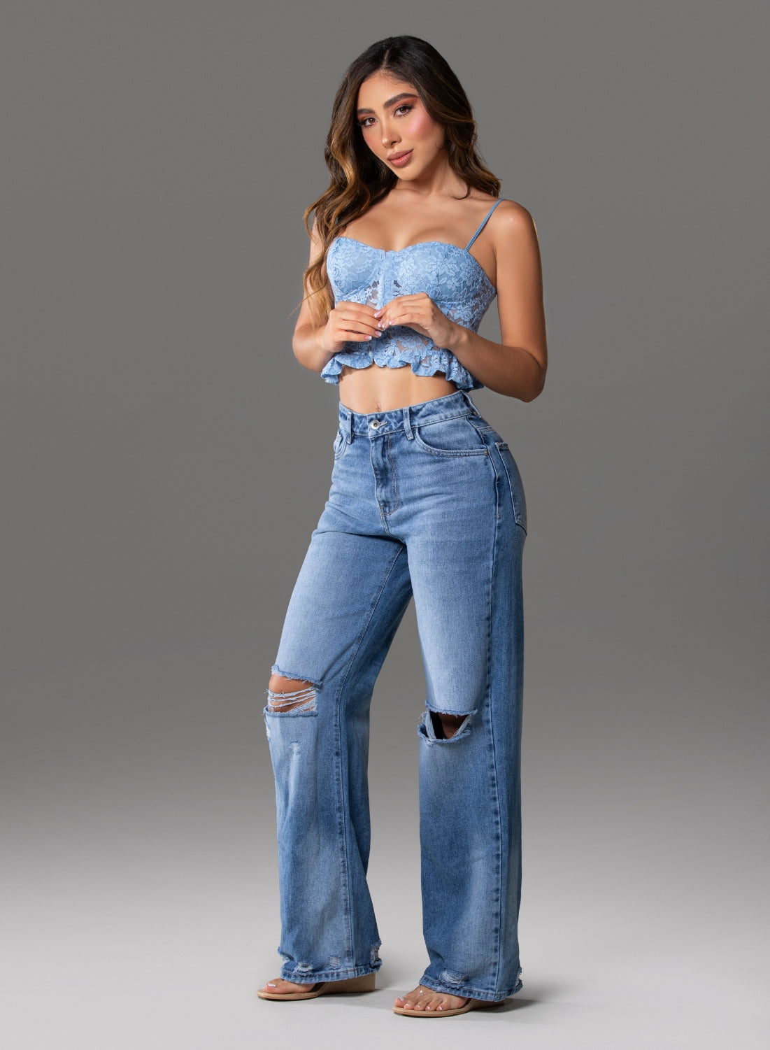 Women's Mid Rise Straight Jeans sky blue alien jeans colombia ripped distressed jeans