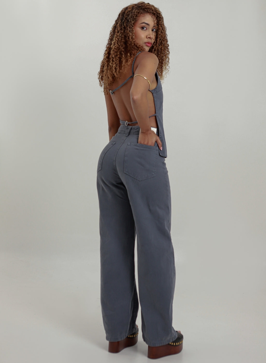 Women's Mid Rise Straight Gray Jeans