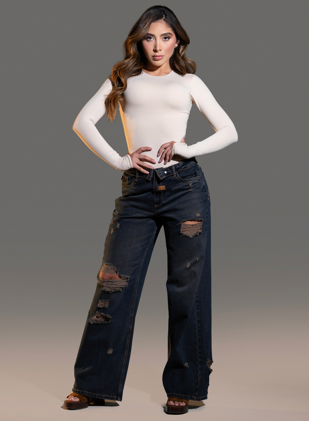 Women's Low Rise Wide leg Jeans