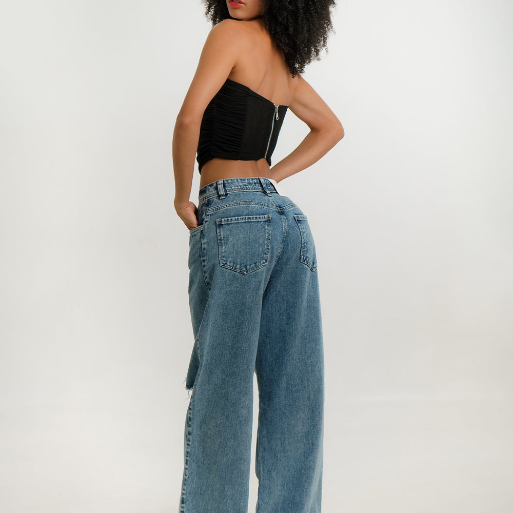 Women's Low Rise Wide Leg Jeans