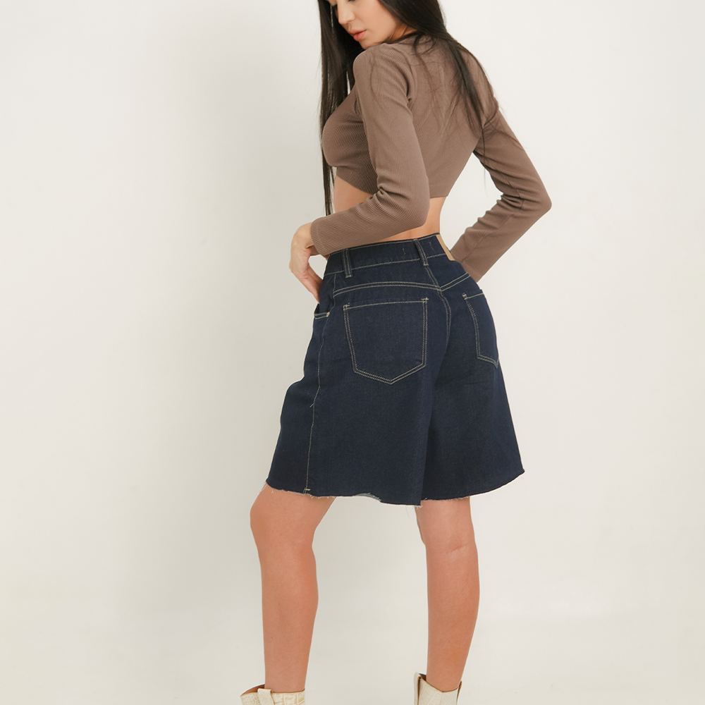 Dark Blue Women's Low Rise Relaxed Jorts