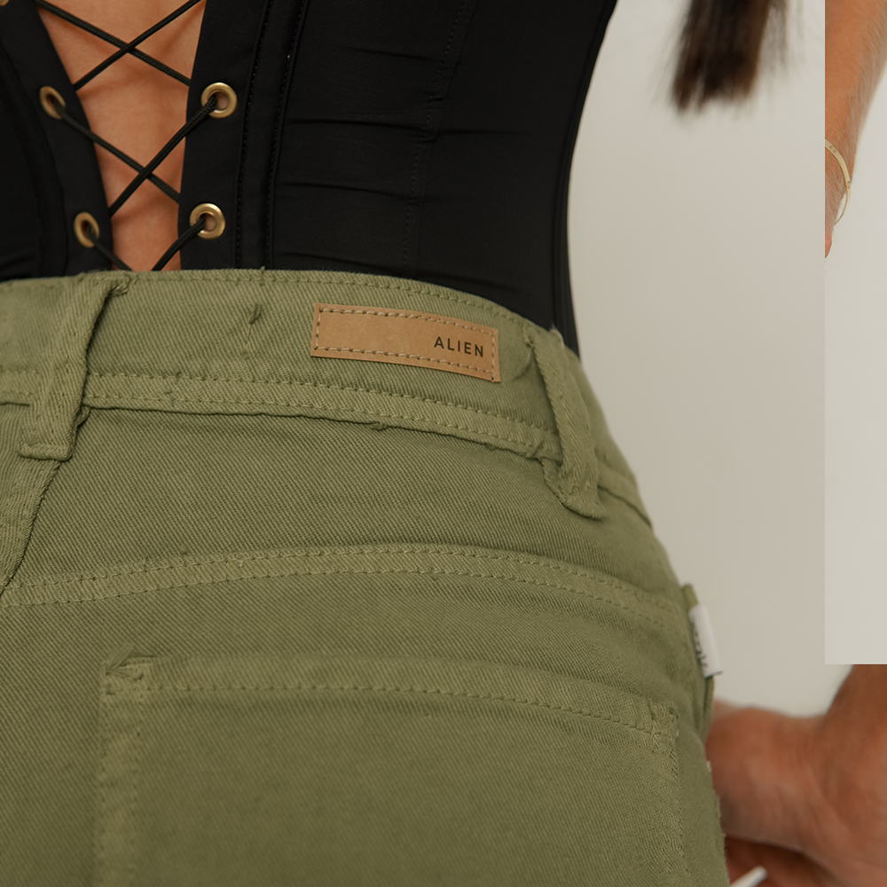 
                      
                        Celestial Olive - Women's Extra Long Mid Rise Relaxed Jorts
                      
                    