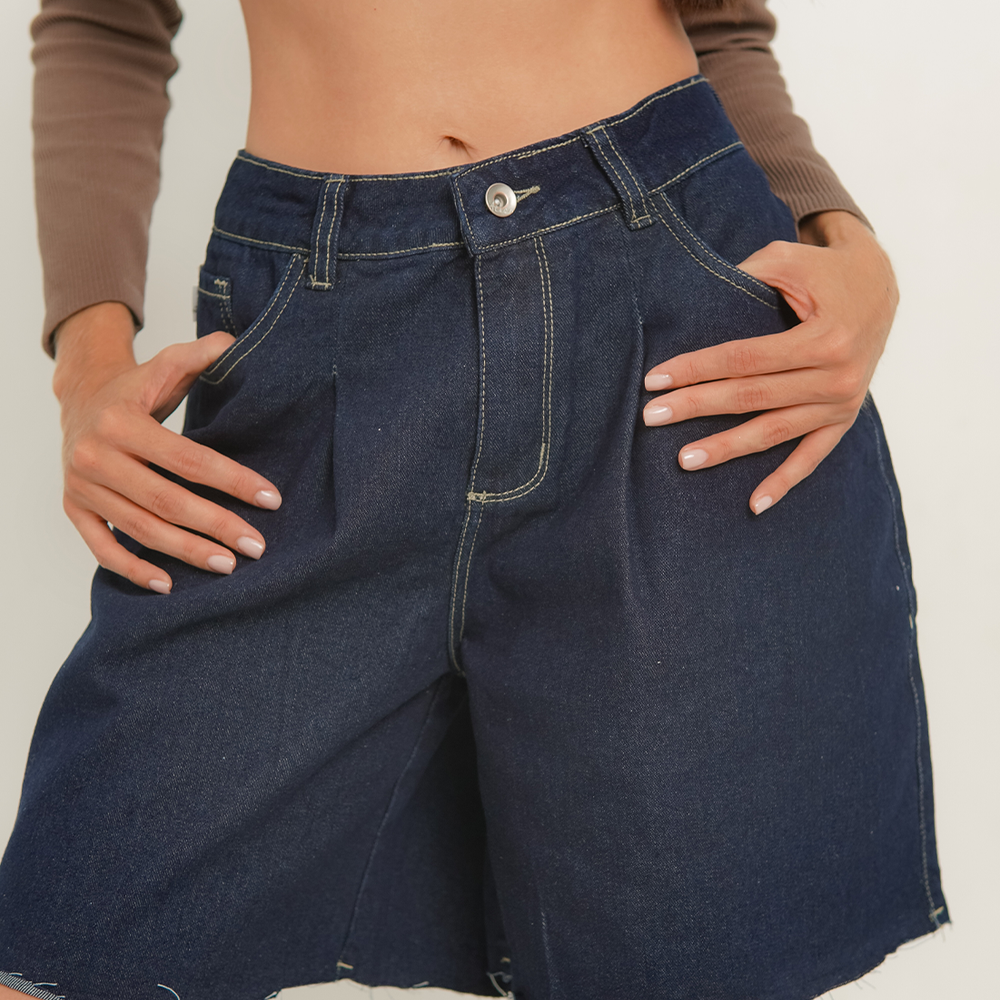 
                      
                        Dark Blue Women's Low Rise Relaxed Jorts
                      
                    