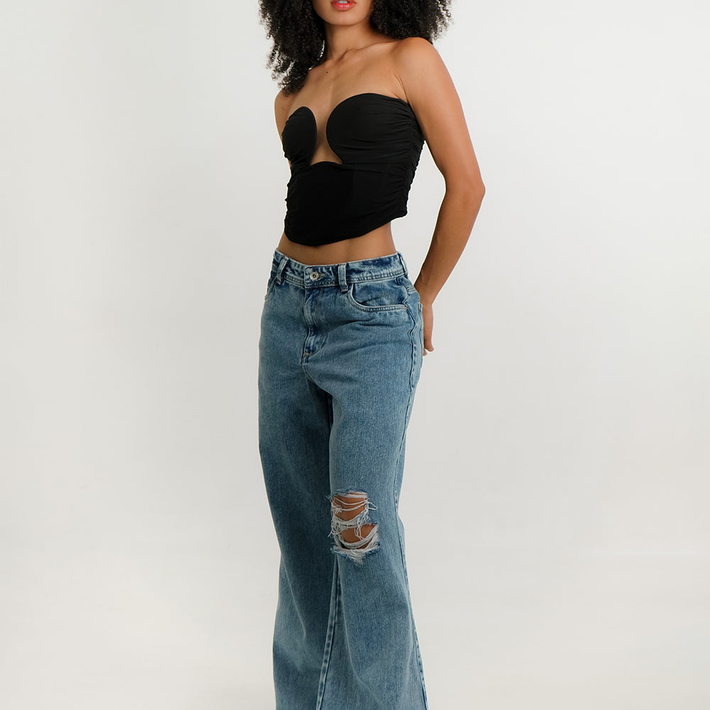 Women's Low Rise Wide Leg Jeans