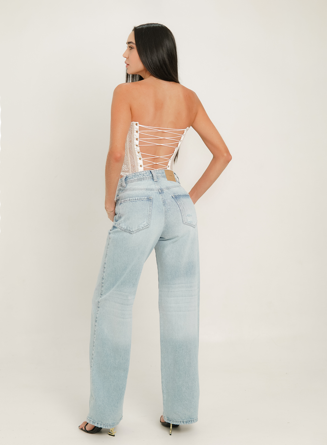 Mid Rise Straight Jeans