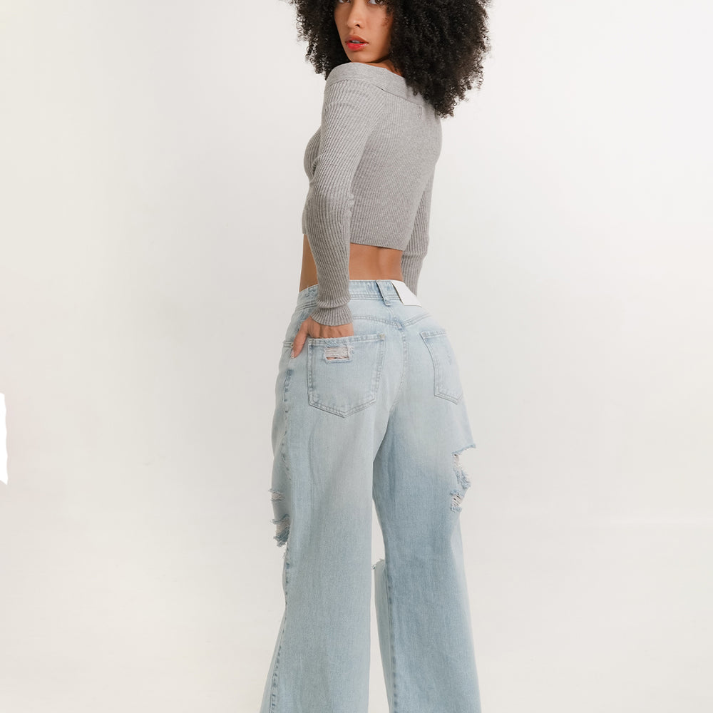 Women's Low Rise Wide Leg Jeans
