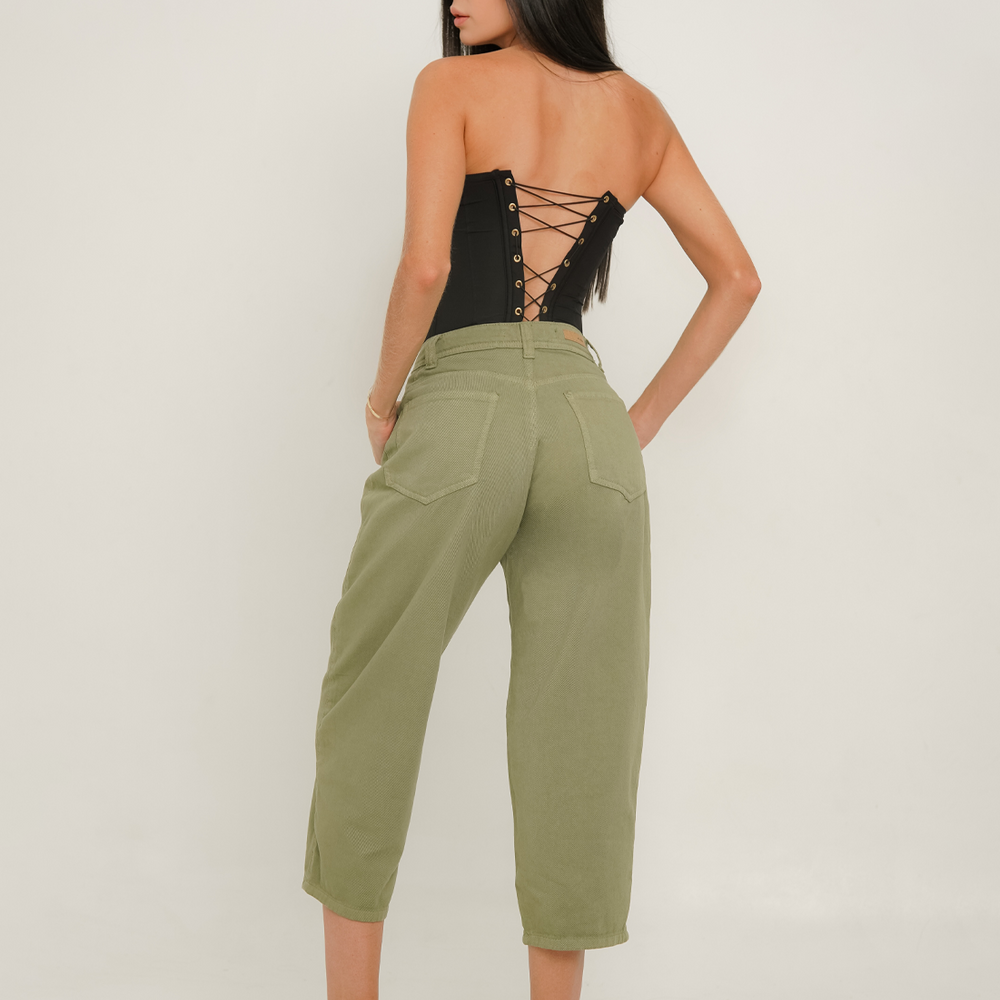 Olive - Women's Extra Long Mid Rise Relaxed Jorts