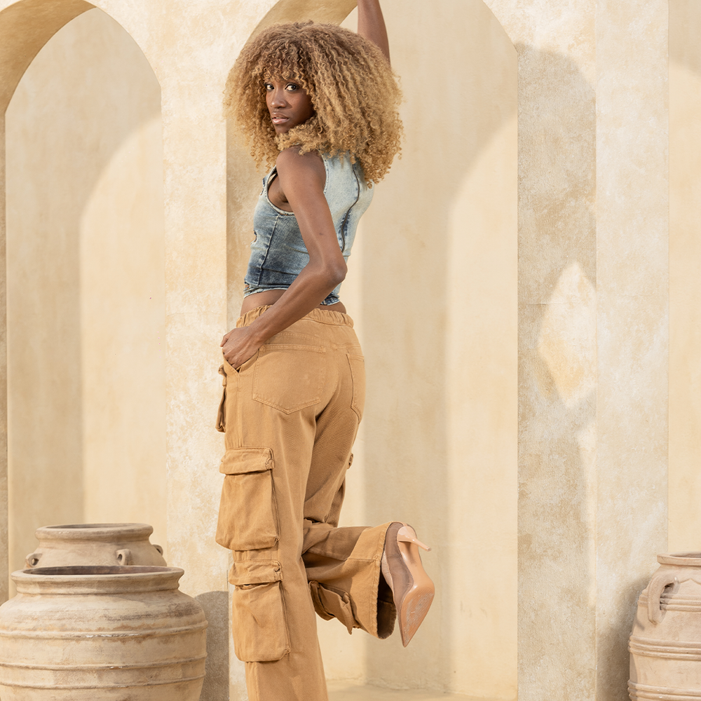 
                      
                        CARGO JEANS MUSTARD BROWN
                      
                    