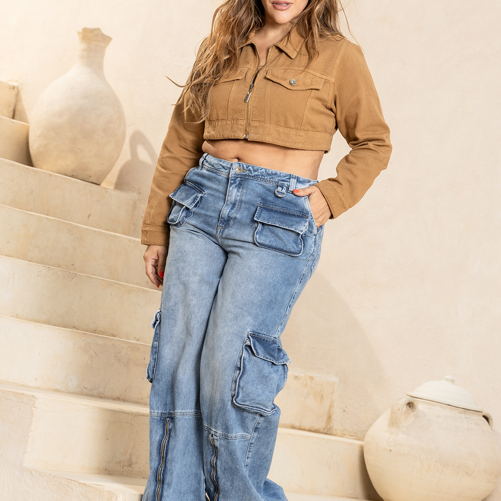 
                      
                        DENIM CROPPED JACKET
                      
                    