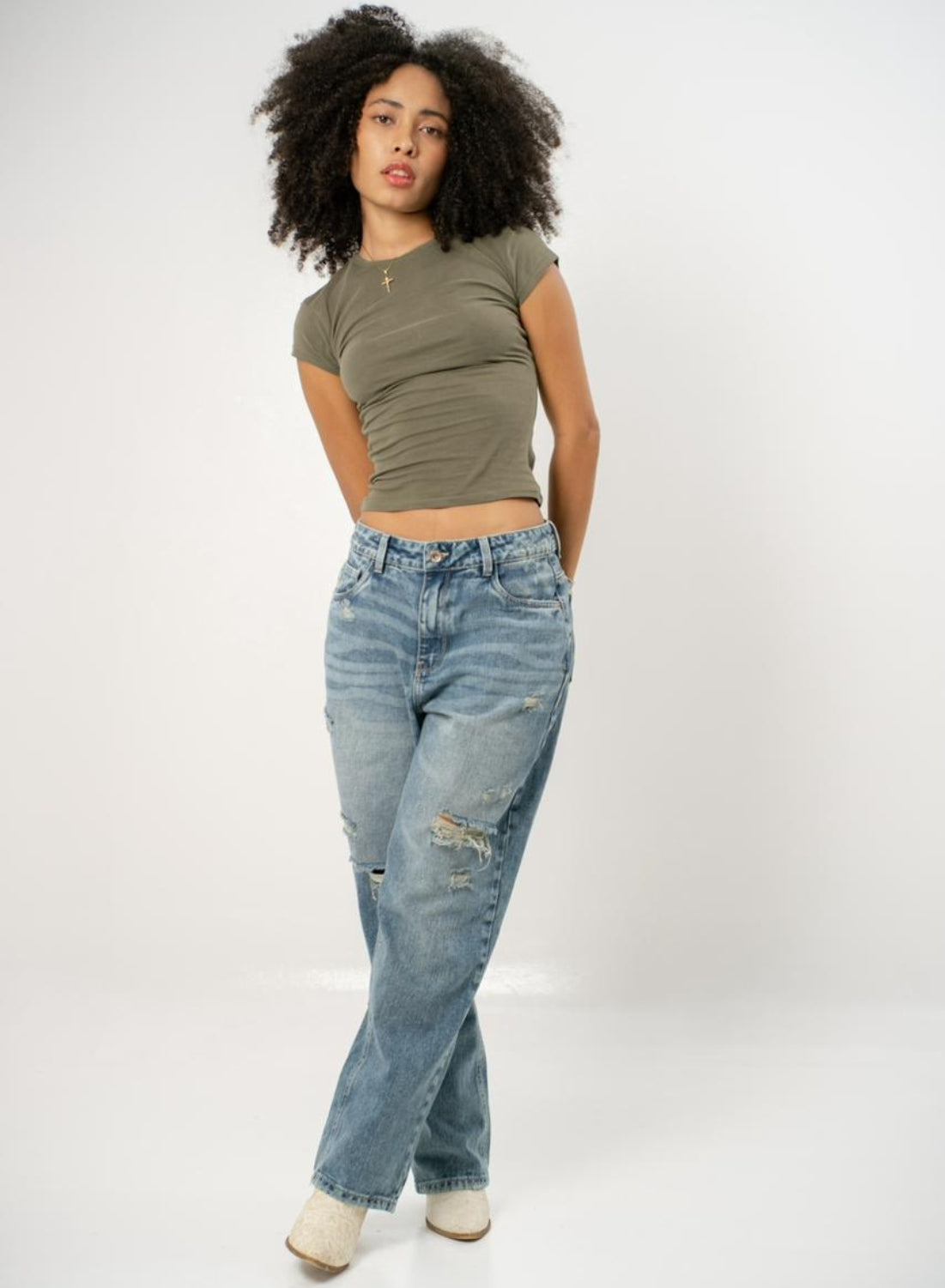 Women's Low Rise Boyfriend Jeans ALIEN JEANS
