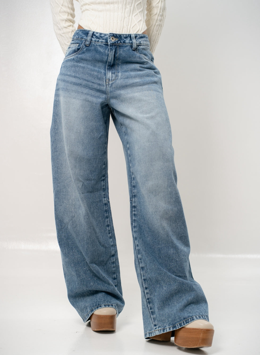 Women's Mid Rise Flare Alien Jeans  BLUE 