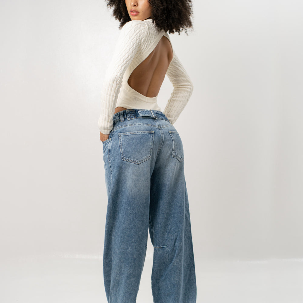 Women's Mid Rise Flare Alien Jeans  BLUE 