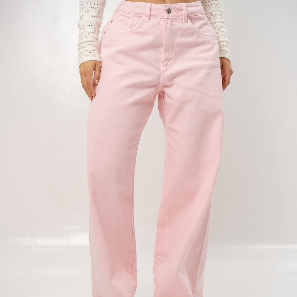 Women's Mid Rise Flare Jeans Pink Alien jeans