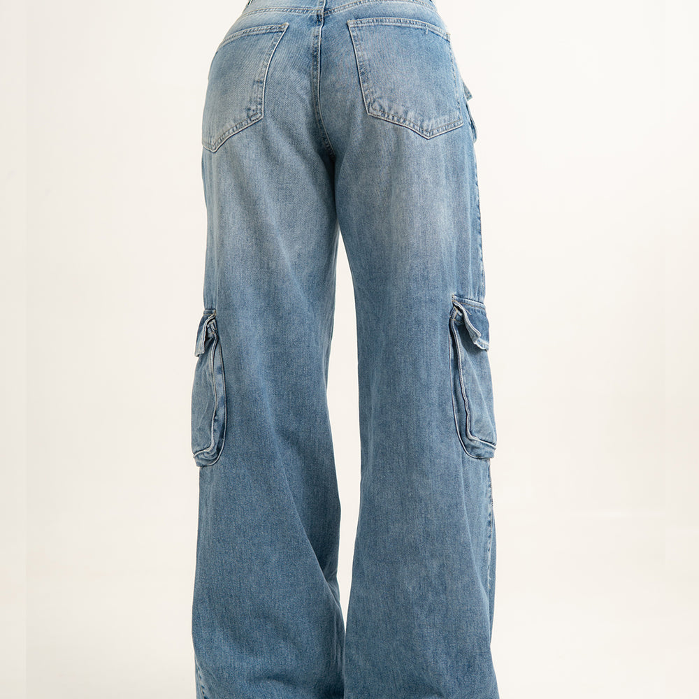 LOW RISE CARGO JEANS