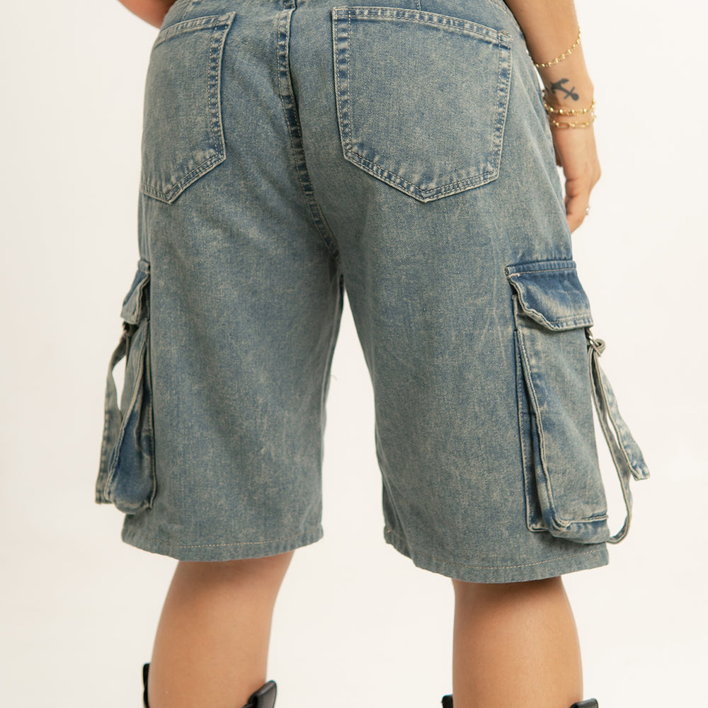
                      
                        WOMENS DENIM CARGO JORTS BERMUDA
                      
                    