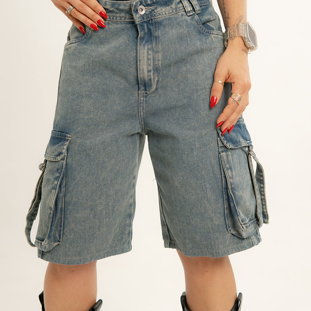 
                      
                        WOMENS DENIM CARGO JORTS BERMUDA
                      
                    