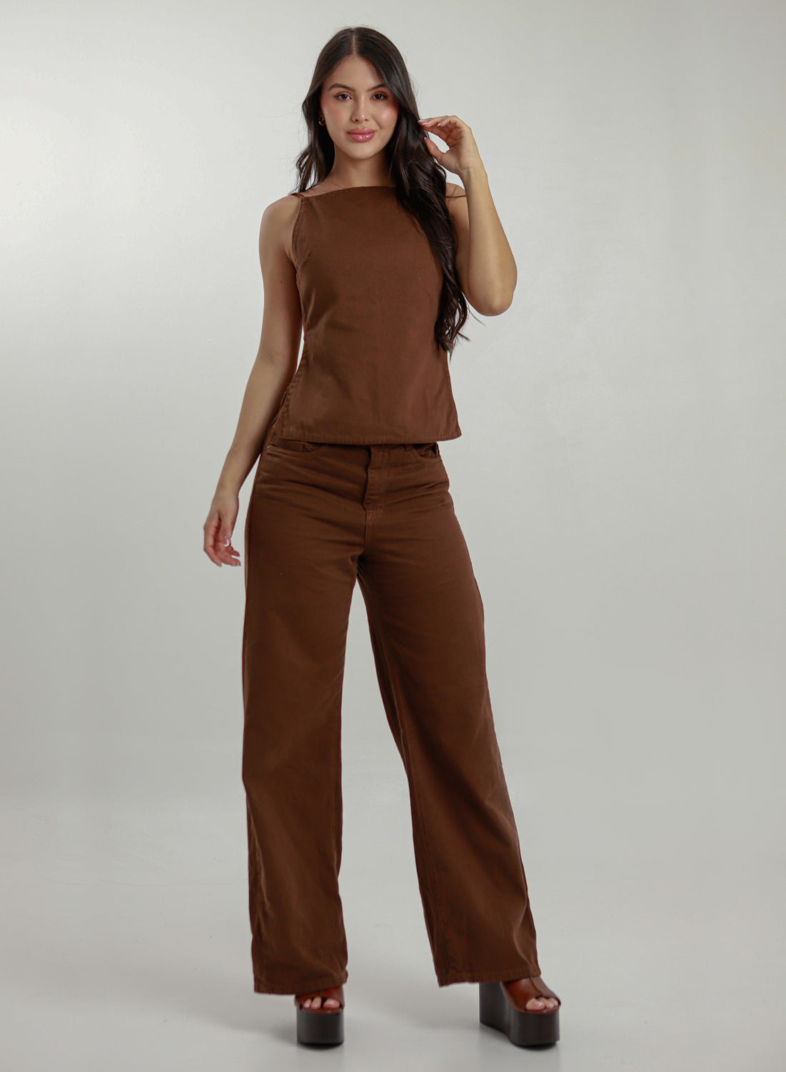 Women's High Rise Straight Chocotate Jeans