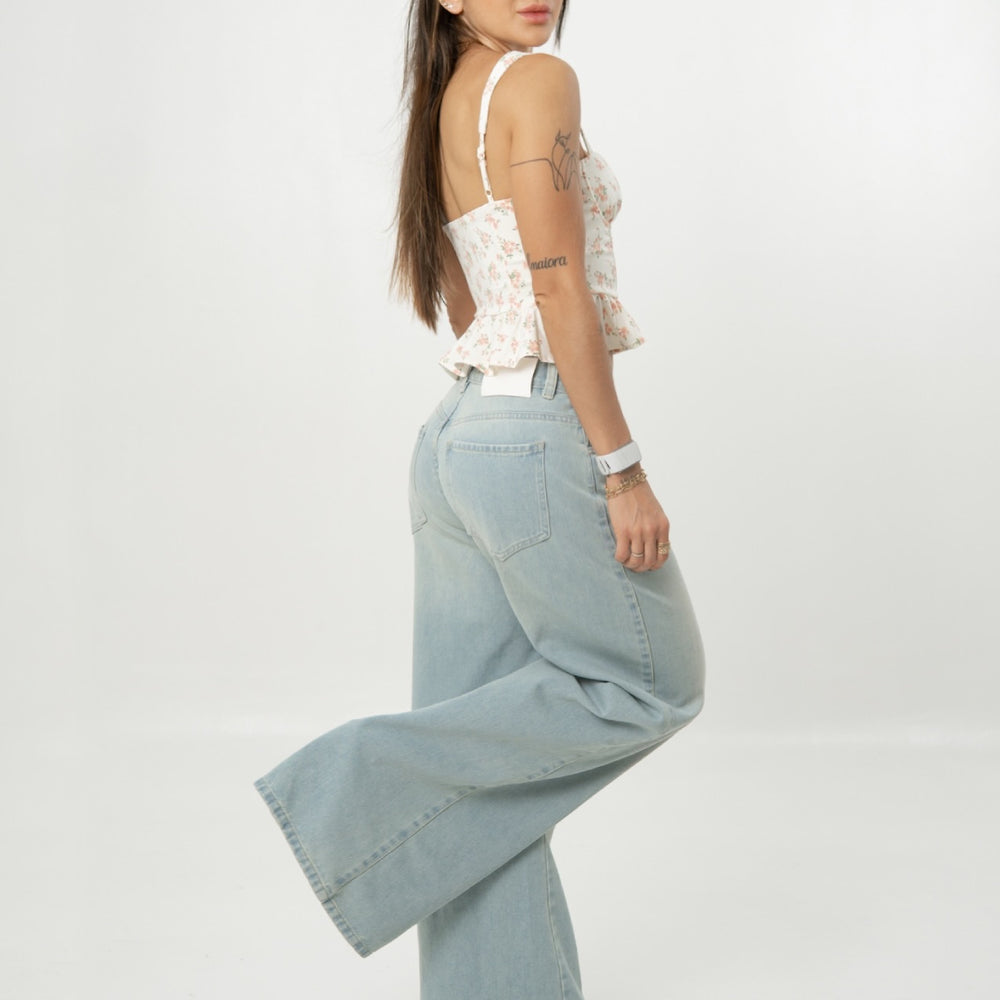 Women's Low Rise light blue Wide Leg Alien Jeans