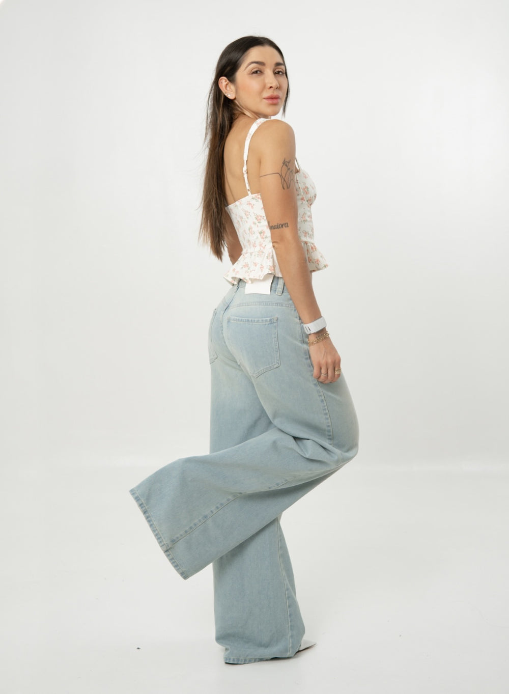 Women's Low Rise light blue Wide Leg Alien Jeans