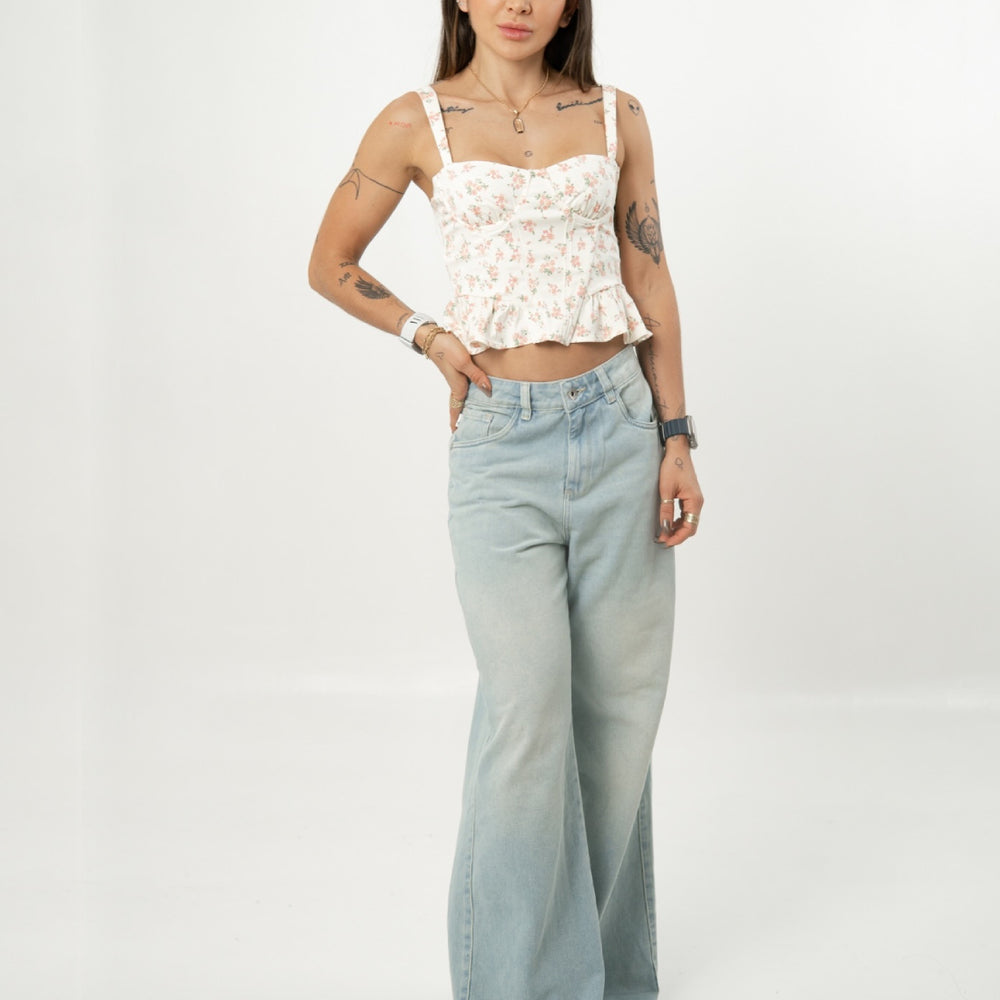 Women's Low Rise light blue Wide Leg Alien Jeans