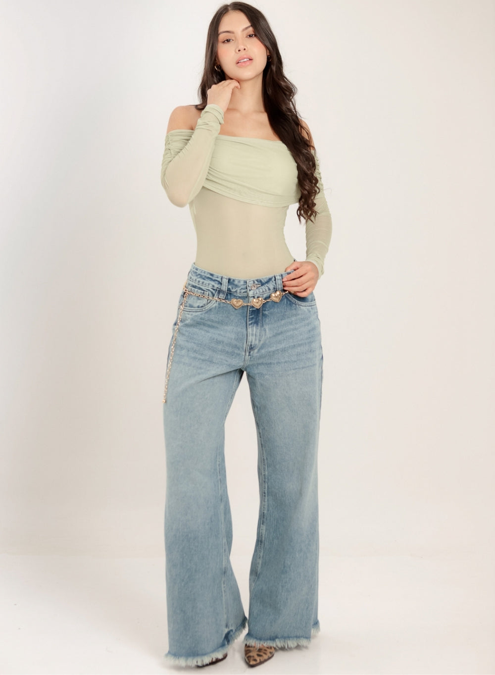 Light Blue Women's Low Rise Wide Leg Jeans