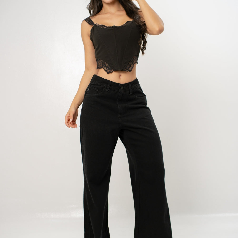 
                      
                         Women's Low Rise Wide Leg  BLACK Jean
                      
                    