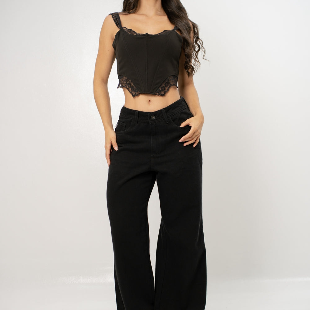 
                      
                         Women's Low Rise Wide Leg  BLACK Jean
                      
                    
