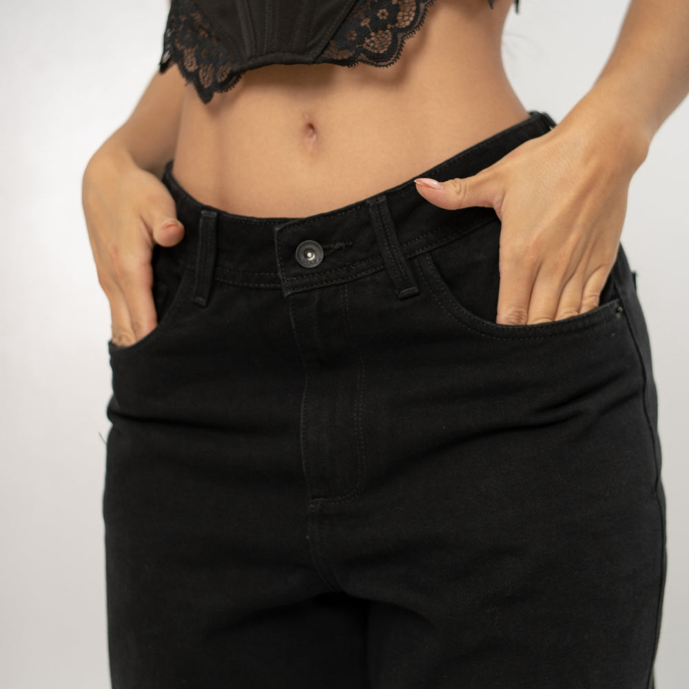 
                      
                         Women's Low Rise Wide Leg  BLACK Jean
                      
                    