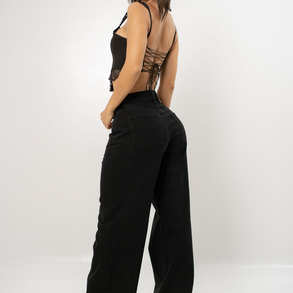 
                      
                         Women's Low Rise Wide Leg  BLACK Jean
                      
                    