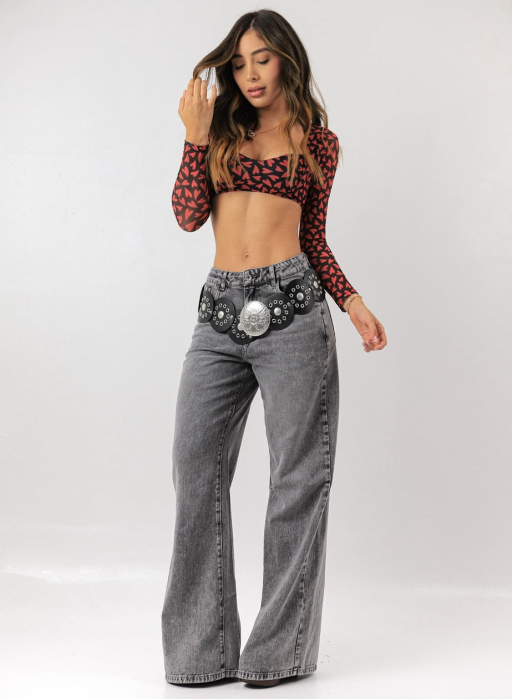 Cora Gray - Women's Low Rise Wide Leg Jeans ALIEN COLOMBIA