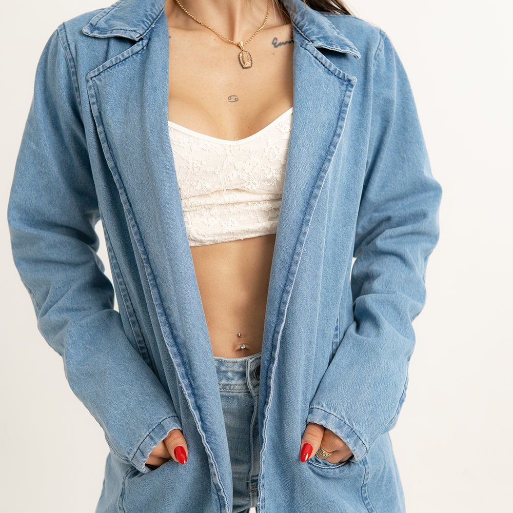 
                      
                        DENIM JACKET BLAZER
                      
                    