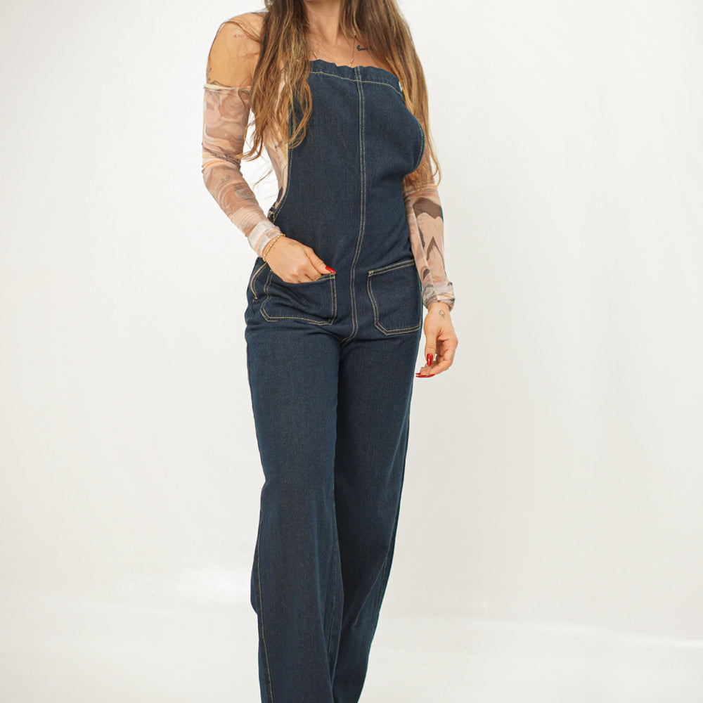 Women's Sleeveless Denim Jumpsuit