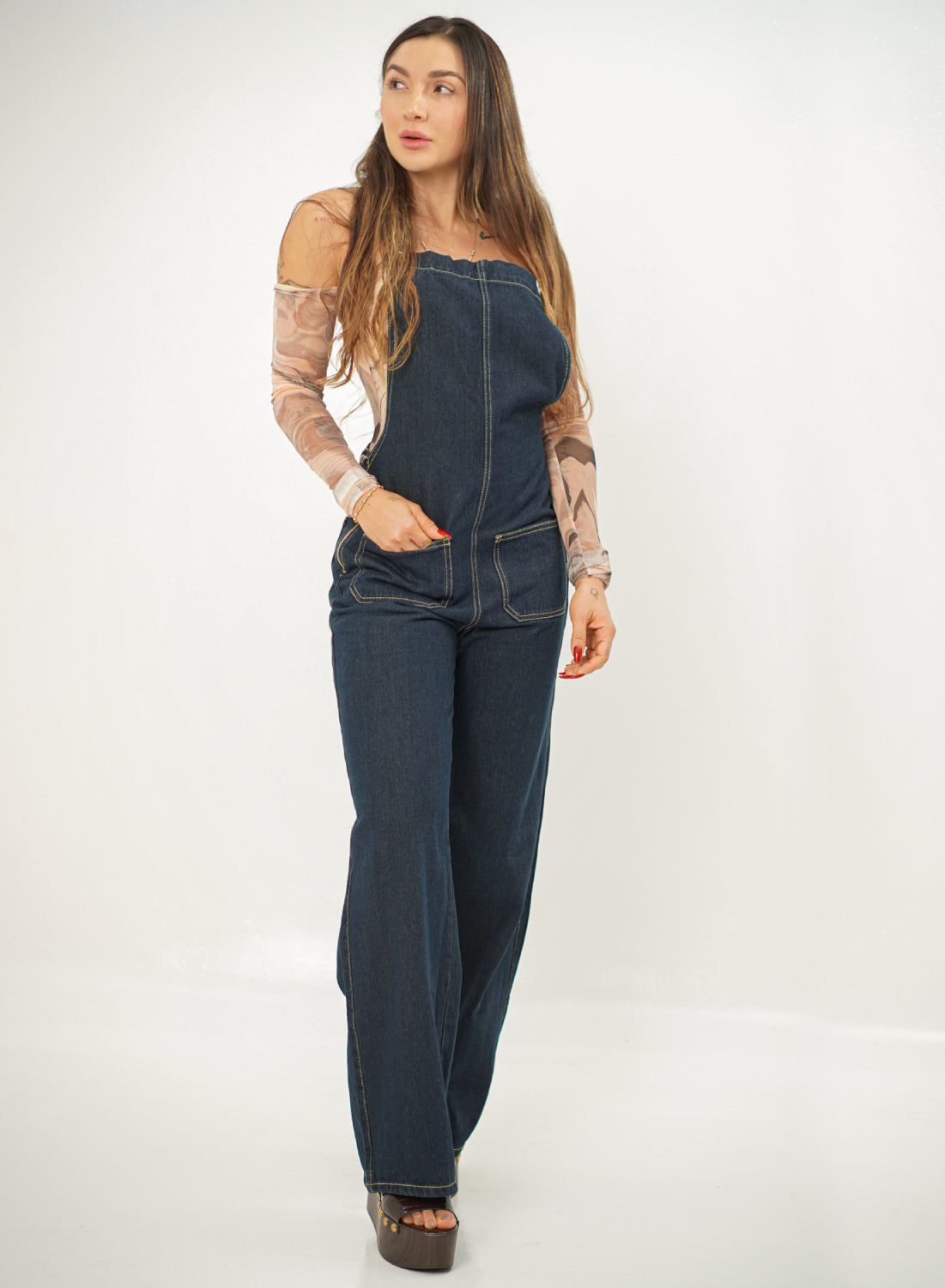 Women's Sleeveless Denim Jumpsuit