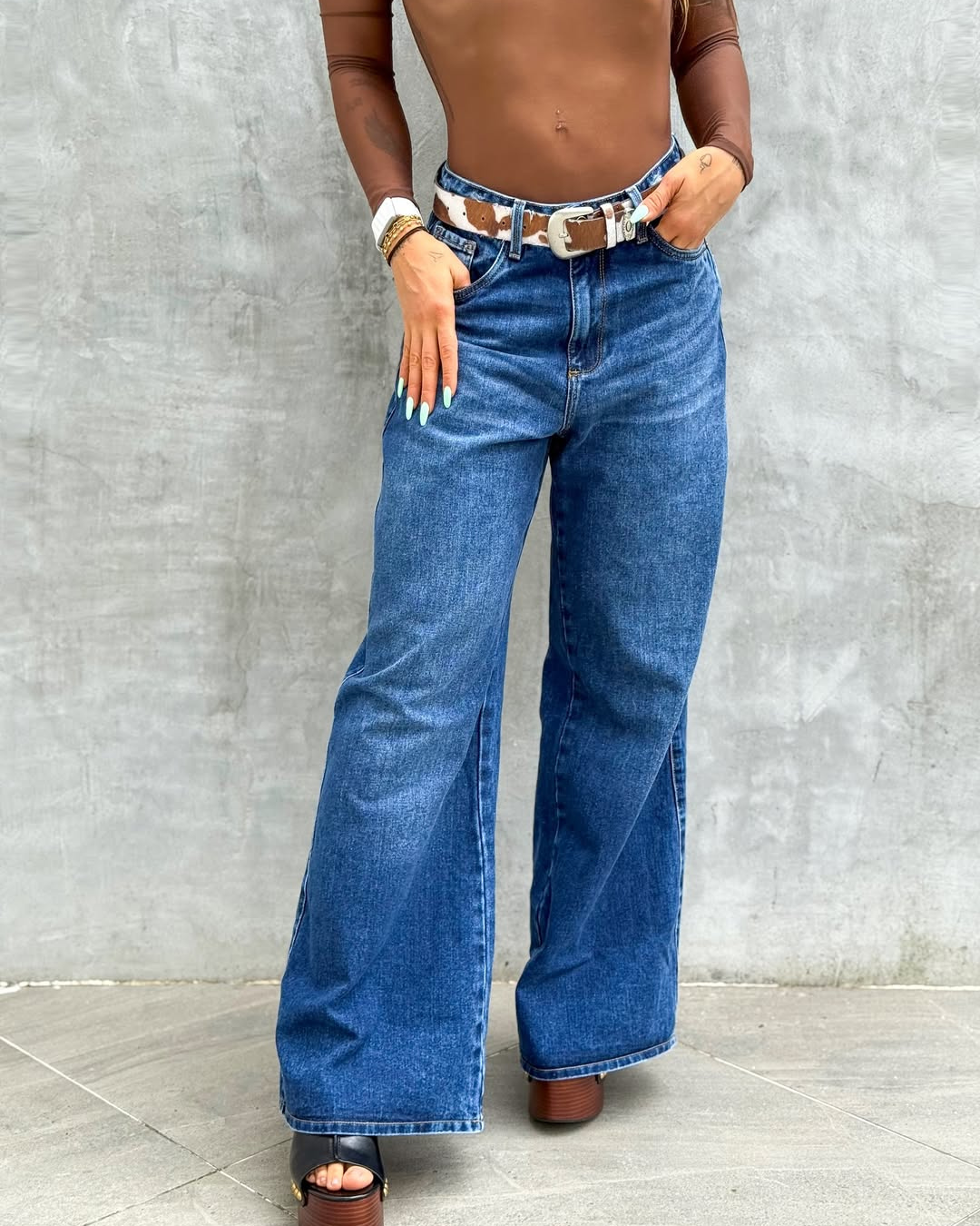ALIEN JEANS WIDE LEG DARK BLUE LADIES