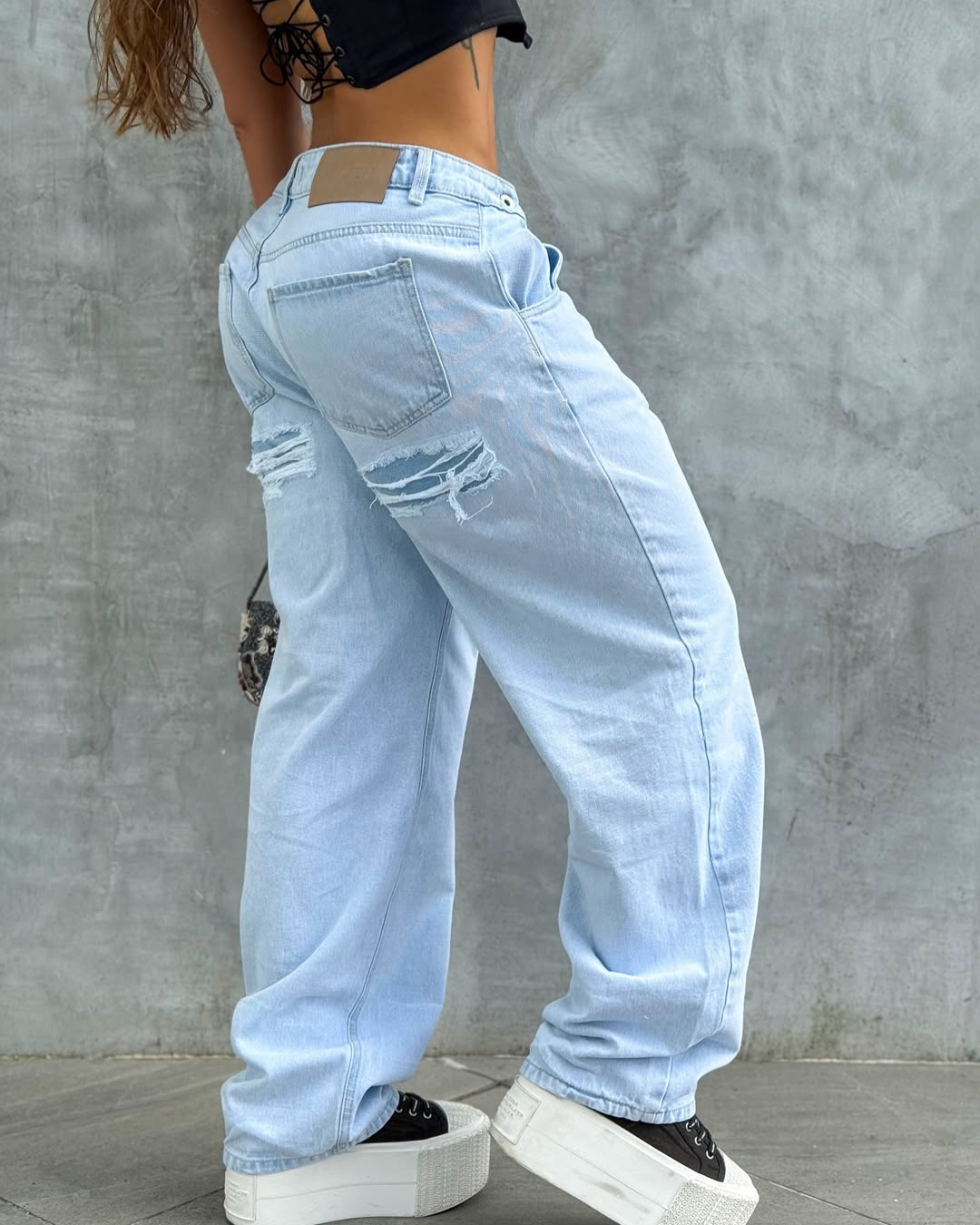 LIGHT BLUE BOYFRIEND ALIEN JEANS USA
