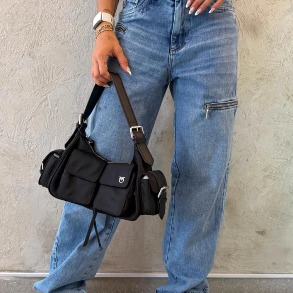 baggy blue mid rise alien jeans