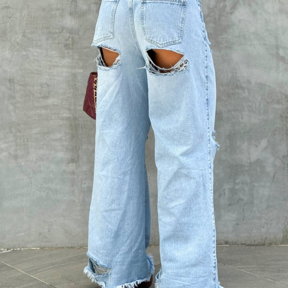 alien jeans wide leg ripped light blue