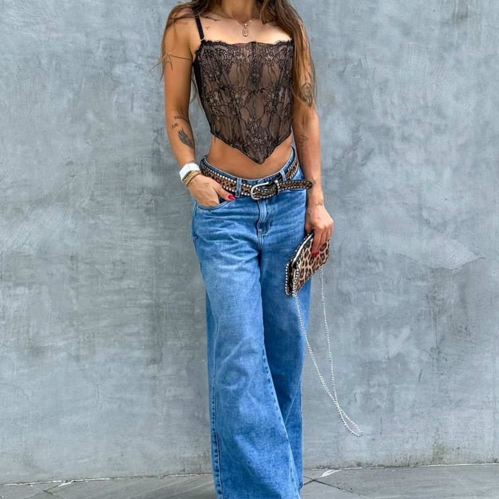 ALIEN JEANS WIDE LEG BLUE