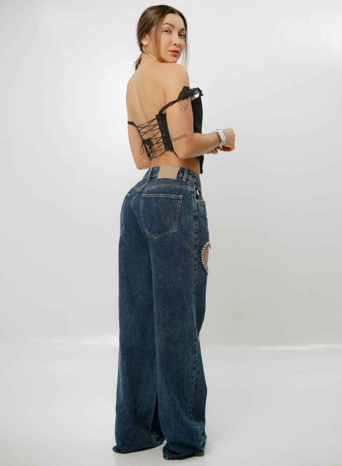 dark blue flare alien jeans
